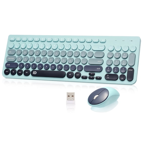 2.4G Wireless Retro Punk Round Keycap keyboard and Mouse Combo for PC Laptop