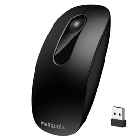 2.4G Wireless Slim Quiet Mouse, 3-Button, Plug & Play, Portable Lightweight, Long Battery Life, Compatible with Laptop PC Chromebook Mac OS (Black)