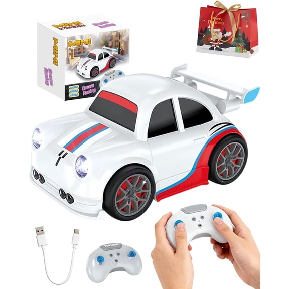 2.4GHZ Electric Remote & Induction Controlled Mini Drift Car with Follow & Escape Mode, Remote & Gesture Control, Mini Intelligent Rc Car with LED Engine and Drift Sound Effects (White)