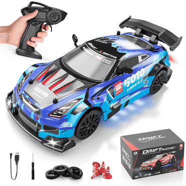 UUGEE Remote Control Car Toys, 2.4GHz RC Drift Car with Lights, 20KM/H 4WD High Speed RC Vehicle Racing, Gifts for 8-12 Boys Kids Adults, Blue