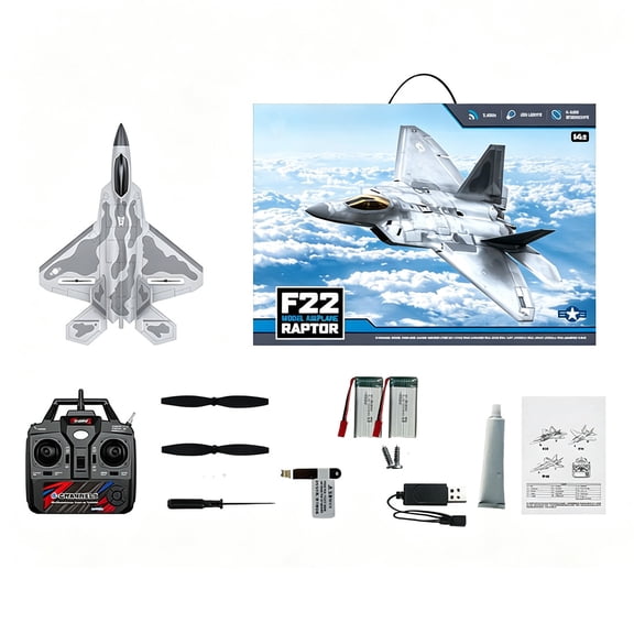 2.4GHz 4CH RC F22 Fighter Jet Fixed Wing RC Airplane EPP Foam Remote Control Aircraft 6G/3D Flight Modes BM22 RTF For Outdoor Flying Enthusiasts- 1 Battery / Includes Aerial Photography