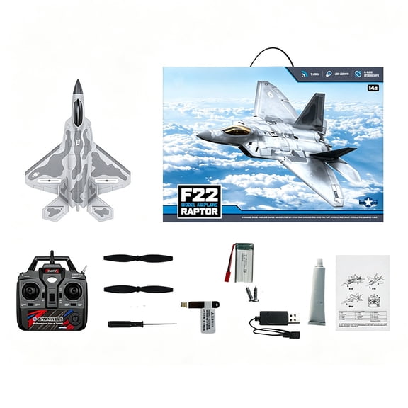 2.4GHz 4CH RC F22 Fighter Jet Fixed Wing RC Airplane EPP Foam Remote Control Aircraft 6G/3D Flight Modes BM22 RTF For Outdoor Flying Enthusiasts- 1 Battery / No Aerial Photography