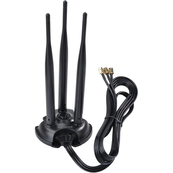 2.4GHz 5GHz Dual Band WiFi Antenna, 3 RP-SMA Connector WiFi 6 Antenna Magnetic Base for PC Desktop Computer, PCIe Network Card, Wireless Router, Mobile Hotspot