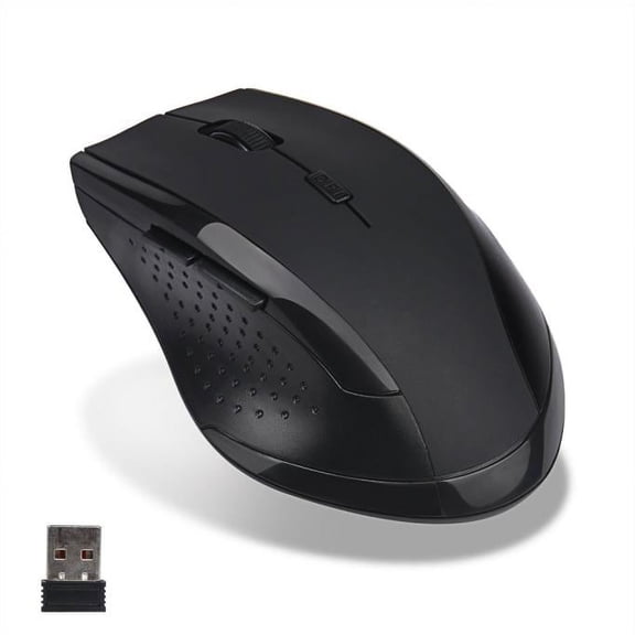 2.4GHz 6D Wireless Optical Gaming Mouse, 2000 DPI, 6 Keys with Scroll Wheel and Page Buttons, Plug-and-Play, for Laptop/Desktop, Black