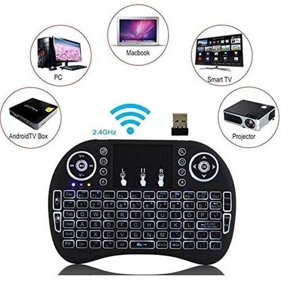 2.4GHz Backlit Mini Keyboard Touchpad Mouse, Mini Wireless Keyboard with Touchpad and Multimedia Keys