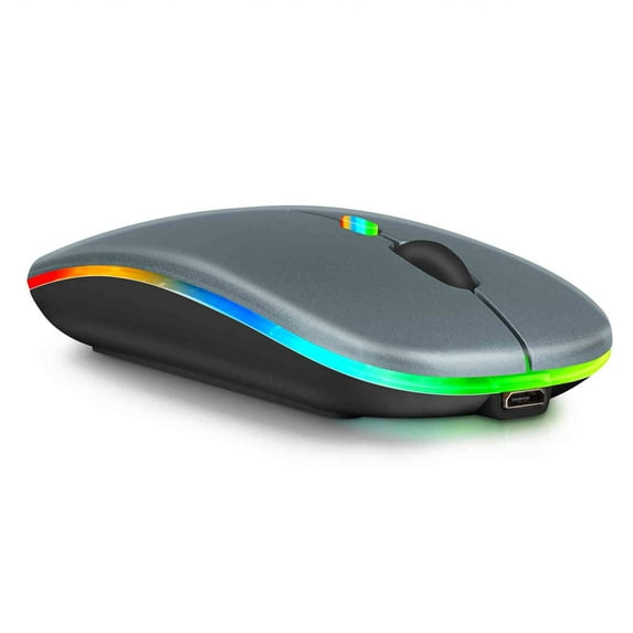 2.4GHz & Bluetooth Mouse, Rechargeable Wireless Mouse for Lenovo Tab M8 (HD) Bluetooth Wireless Mouse for Laptop / PC / Mac / Computer / Tablet / Android RGB LED Titanium