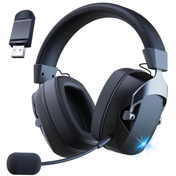 2.4GHz & Bluetooth Wireless GamingHeadset with Detachable MicrophonePassive Sound Isolation Over-Ear Headphones, 50mm Drivers Memory Foam Earpads for PS5 PS4 PC Nintendo Switch, CE FCC RoHS Certified