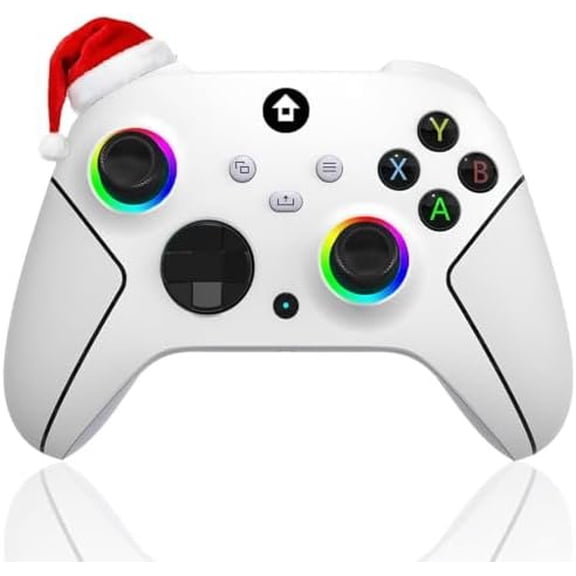 2.4GHz Controller with 7 Colors RGB Light for Controller, One Series X|S,Consoles,Steam PC Windows, with 1000mAh /Dual Vib-ration/Turbo/Programmable, 3.5mm Audio Jack ( white)