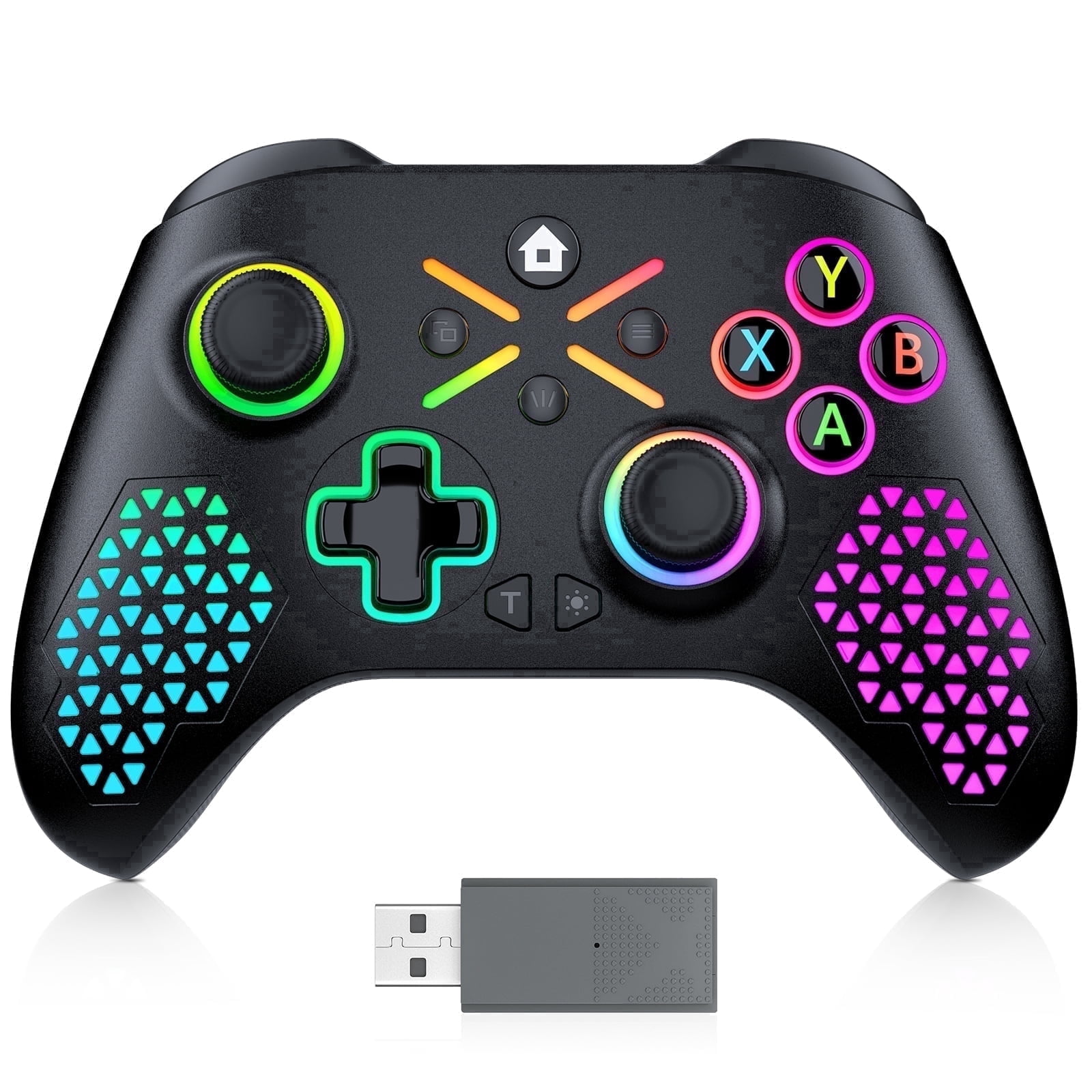 2.4GHz Controller with 7 Colors RGB Light for Xbox Controller, Xbox One ...
