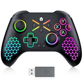 2.4GHz Controller with 7 Colors RGB Light for Xbox Controller, Xbox One Series X|S,Consoles,Steam PC Windows, with 1000mAh Battery/Dual Vib-ration/Turbo/Programmable, LED,3.5mm Audio Jack (Black)