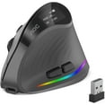 thumbnail image 1 of 2.4GHz Ergonomic Mouse, Wireless Bluetooth Vertical Mouse for Work, 4800 DPI Optical Tracking, 5 Adjustable DPI, Quiet Clicks, RGB Light, Compatible with Computer, Laptop, PC, Mac, Desktop - Gray, 1 of 4