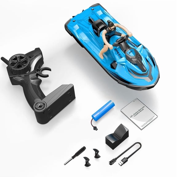 RC Boat Funtogether Toys 2.4GHz High Speed Remote Control Racing Ship with Low Battery Alarm for Kids and Adults
