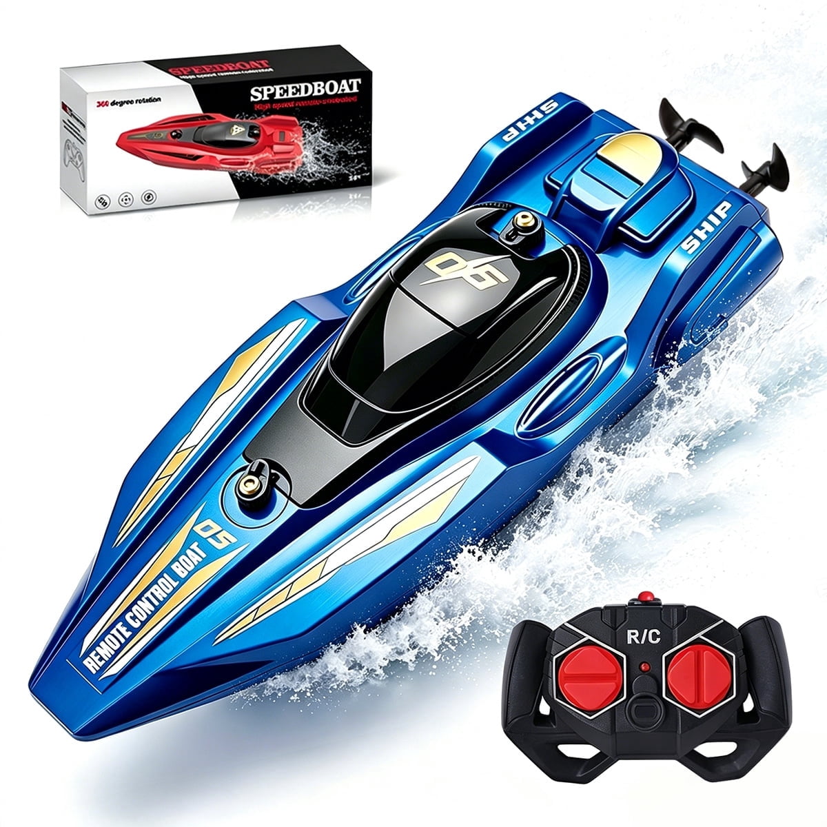 2.4GHz High-Speed Remote Control Racing Watercraft for Pools & Lakes | Dual Motor Waterproof RC Boat for Boys & Girls Ages 8-12