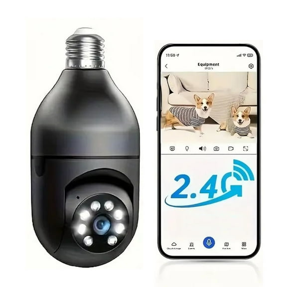 2.4GHz Light Bulb Security Camera 1080P Security Cameras Wireless Outdoor Indoor 360Color Night Vision, Motion Detection, Audible Alarm, Two-Way Talk, Easy Installation