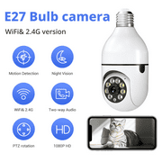 2.4GHz Light Bulb Security Camera 1080P Security Cameras Wireless Outdoor Indoor 360°Color Night Vision, Motion Detection, Audible Alarm, Two-Way Talk, Easy Installation