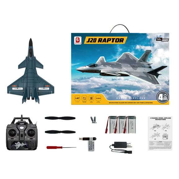 2.4GHz RC J20 Fighter Jet 4CH Fixed Wing Airplane EPP Foam Remote Control Aircraft With 3D And 6G Flight Modes For Outdoor Enthusiasts, BM20- Army green / 3 Battery