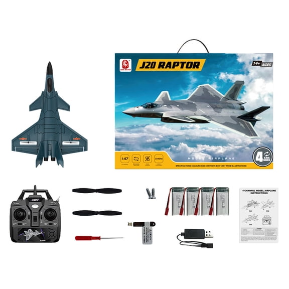 2.4GHz RC J20 Fighter Jet 4CH Fixed Wing Airplane EPP Foam Remote Control Aircraft With 3D And 6G Flight Modes For Outdoor Enthusiasts, BM20- Army green / 4 Battery