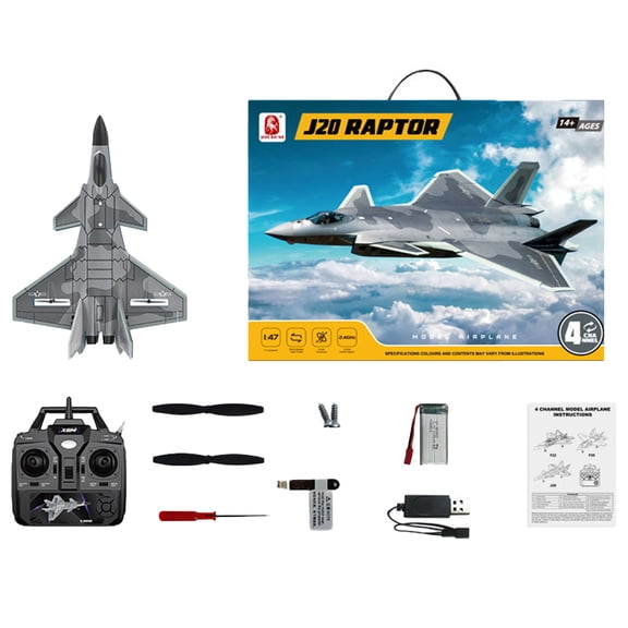 2.4GHz RC J20 Fighter Jet 4CH Fixed Wing Airplane EPP Foam Remote Control Aircraft With 3D And 6G Flight Modes For Outdoor Enthusiasts, BM20- Grey / 1 Battery