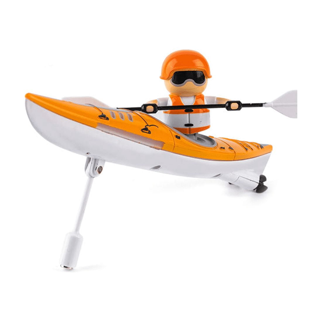 2.4GHz RC Kayak Boat with Realistic Paddling Propulsion, Anti-Capsize Design, LED Light, Rechargeable Battery, Remote Control Waterproof Summer Toy Boats Gift for Pools & Lakes (RTR/Yellow)