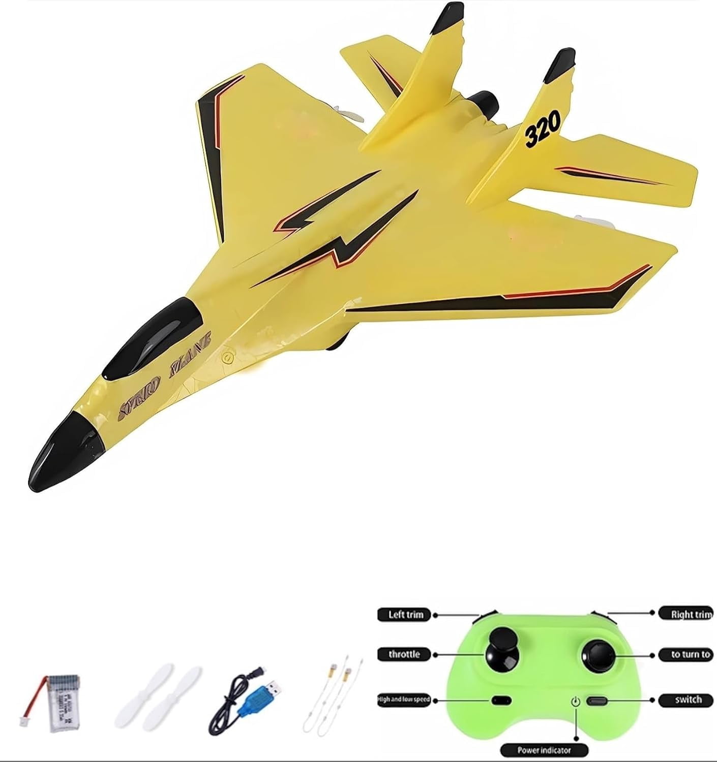 2.4GHz RC Plane - 2 Channel Remote Control Glider with Lights, Outdoor Foam RC Aircraft for Hobbyists