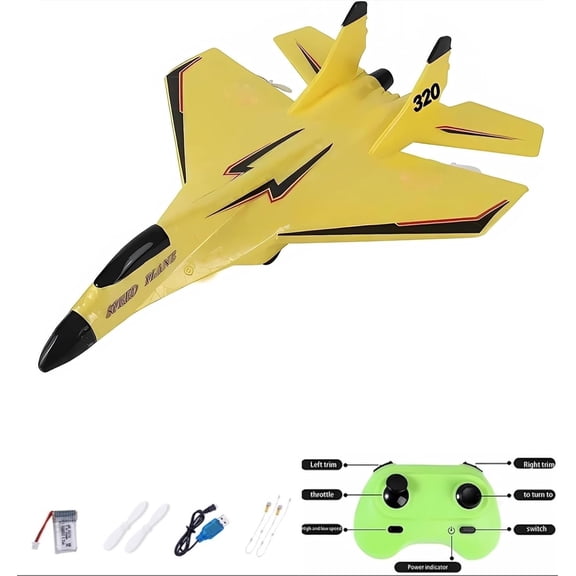 2.4GHz RC Plane - 2 Channel Remote Control Glider with Lights, Outdoor Foam RC Aircraft for Hobbyists