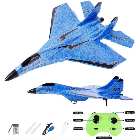 2.4GHz RC Plane - 2 Channel Remote Control Glider with Lights, Outdoor Foam RC Aircraft for Hobbyists
