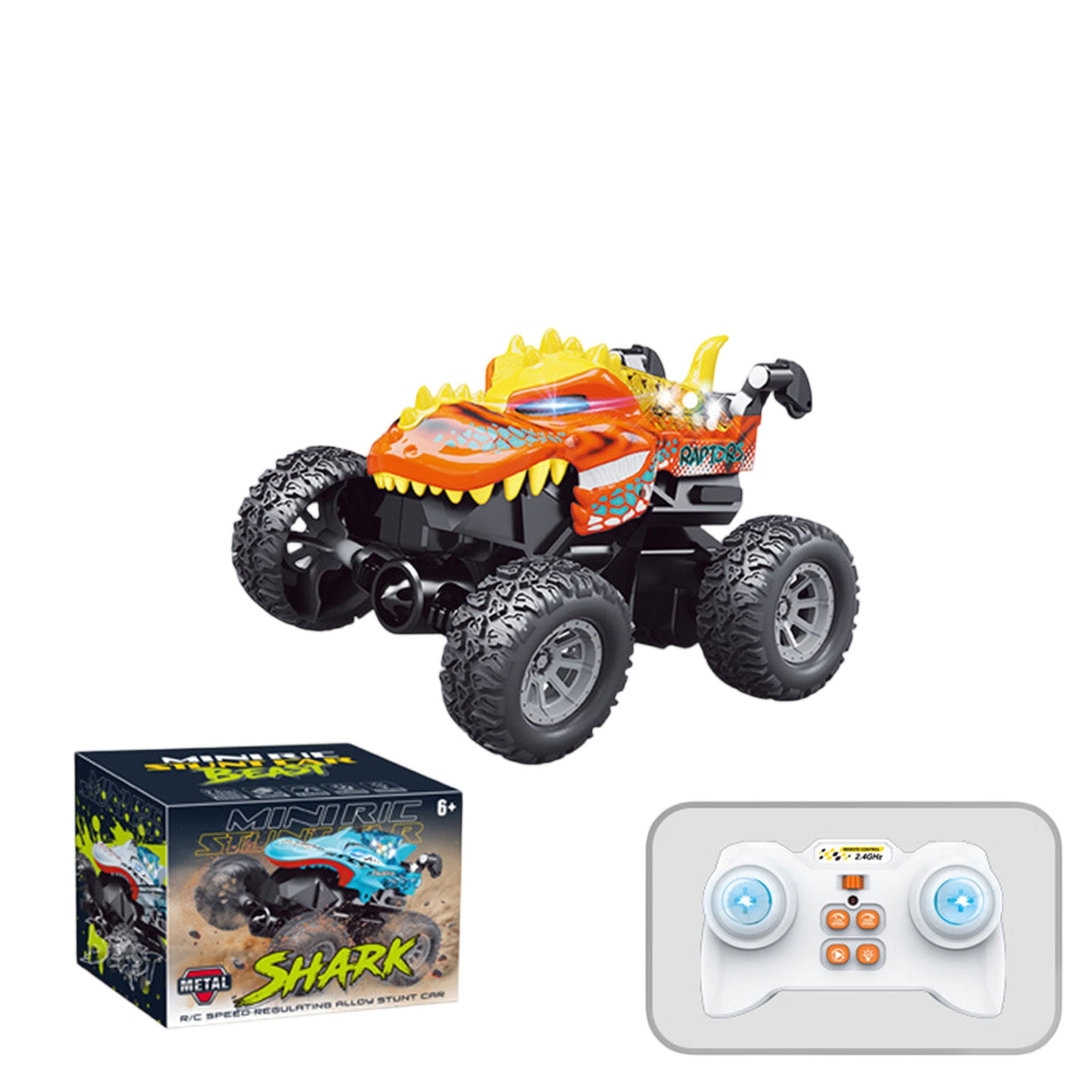 2.4GHz RC Tyrannosaurus Rex Off-Road Vehicle, Orange Dinosaur Themed Remote Control Car with All-Terrain Capability