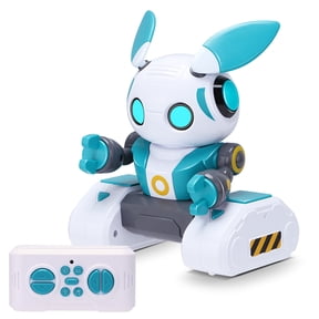 2.4GHz Rechargeable Remote Control Robot Toy with Auto-Demonstration LED Eyes and Music - Built-in 3.7V 500mAh Battery - Dynamic Interactive Walking Robot Birthday Gift (15x11x9 cm / 5.9x4.3x3.4 in)