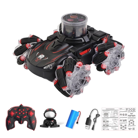 2.4GHz Remote Control Car with Projector LED Light Music Racing Driver Figurine Electric 360 Degrees Rotating RC Stunt Drift Car 4WD Electric Truck Vehicle Toy