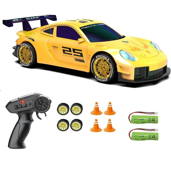 2.4GHz Remote Control Drift Car, High Speed RC Racing Car with LED Lights & Laser Gradient Body, 2 Rechargeable Batteries RC Car Ages 6-12+