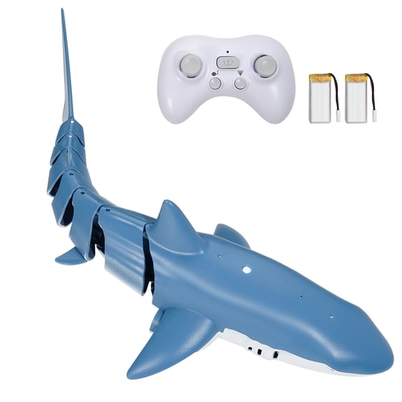 2.4GHz Remote Control Shark Boat, RC Swimming Pool Toy with Spray Water&LED Lights, Electric Shark Toy for Ages 6+ (Includes 2 Batteries)