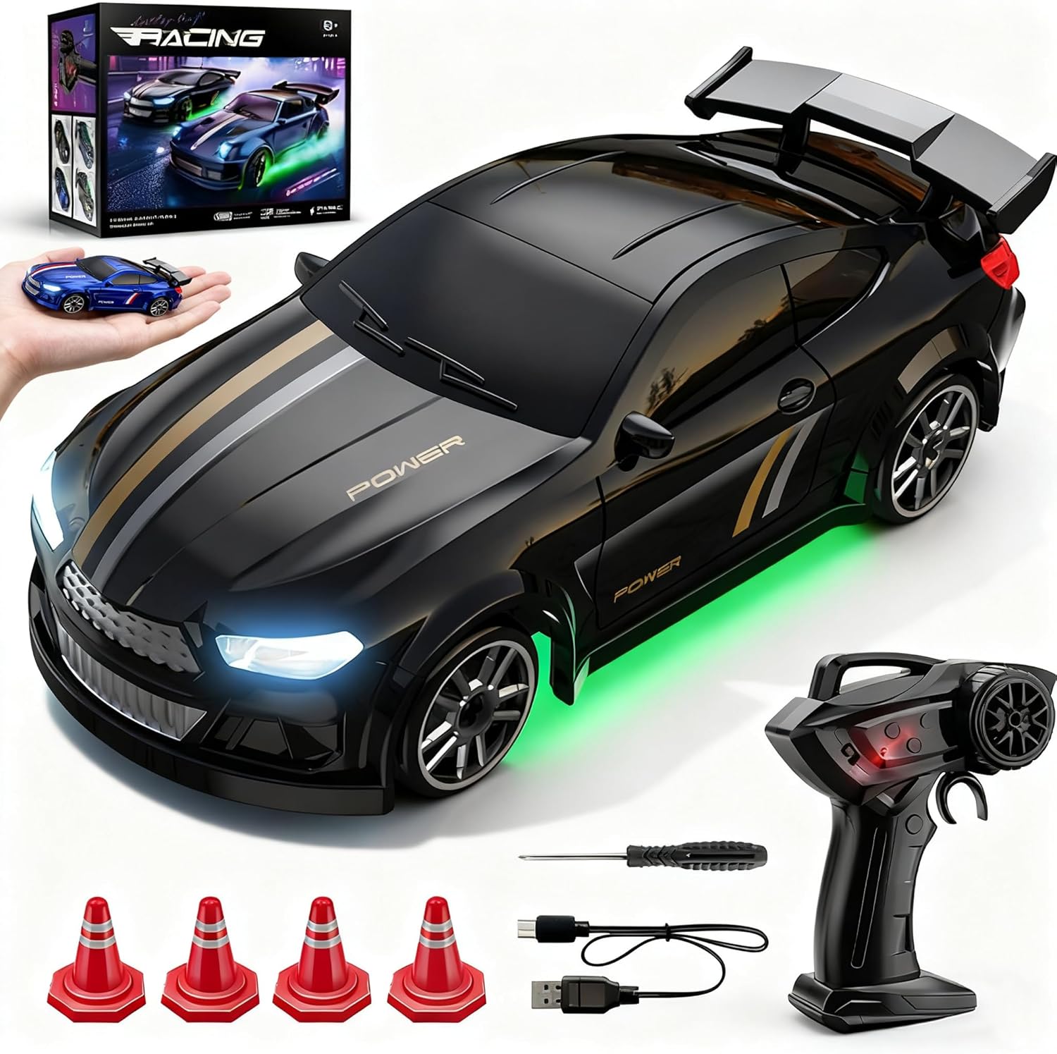 Mini Rc Car Toy 2.4GHz Stunt Drifting RC Toys,Mini RC Drift Car 1/64 Skid Boiz Remote ...