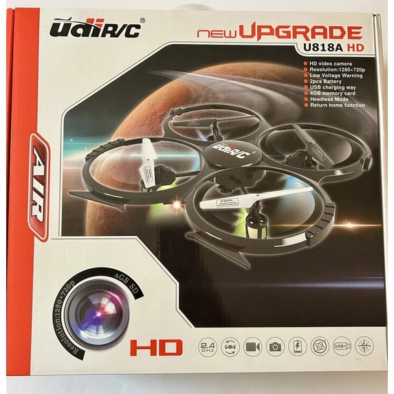 2.4GHz UDI U818A-HD 4-Channel 6 Axis Headless RC Quadcopter with Extra Battery HD Camera