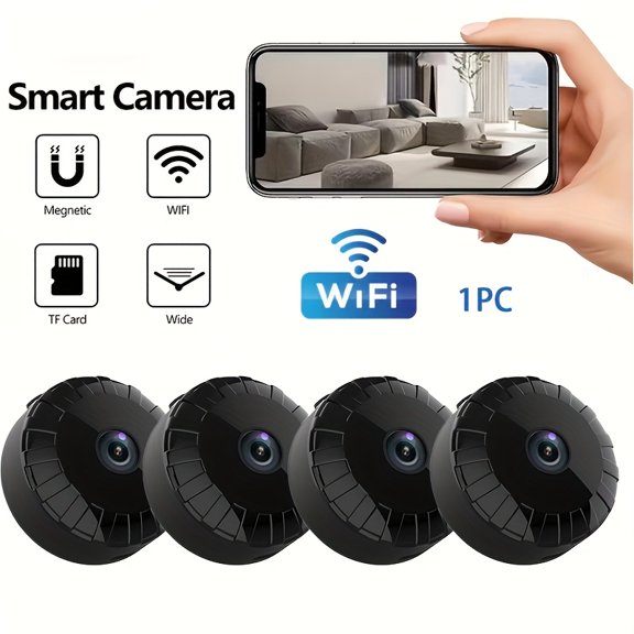 2.4GHz WiFi Smart Security Camera | Rechargeable USB, Suitable for Travel/Renters, No SD Card Needed, Mobile App Control, 480p Resolution, Non