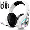 thumbnail image 1 of 2.4GHz Wireless Gaming Headset for PS4/PS5/Switch/PC, Bluetooth Over Ear Headphones with ENC Noise Cancelling Mic,7.1 Stereo Surround Sound, 40mm Drivers, RGB Light, 45H Battery Gaming Headphone, 1 of 12