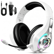 2.4GHz Wireless Gaming Headset for PS4/PS5/Switch/PC, Bluetooth Over Ear Headphones with ENC Noise Cancelling Mic,7.1 Stereo Surround Sound, 40mm Drivers, RGB Light, 45H Battery Gaming Headphone