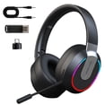 thumbnail image 1 of 2.4GHz Wireless Gaming Headset for PS5/PS4/PS/Switch - Bluetooth Headphones with Noise-Canceling Microphone, Gaming Headphones with 3.5mm Wired, RGB Lights, Foldable, Portable (Black), 1 of 7