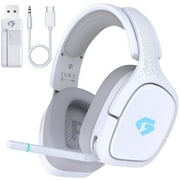 Captain 700 Pro Wireless Gaming Headset for PS5, PC, Xbox,Bluetooth 5.3 Headphones with Noise-Canceling Mic, 3D Surround Sound, RGB Light,White
