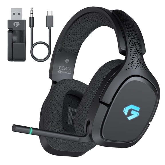 Captain 700 Pro Wireless Gaming Headset for PS5,PS4,PC,Switch,2.4GHz & Bluetooth 5.3 gaming Headphones with Noise-Canceling Flip Mic, 3.5mm Wired Mode for Xbox Series,LED Light,Black