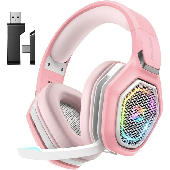 2.4GHz Wireless Gaming Headset with Flip Mic, USB-A & USB-C Transmitter, 40Hr Battery Gaming Headphones for PS5, PS4, PC, Laptop, Mobile, Mac