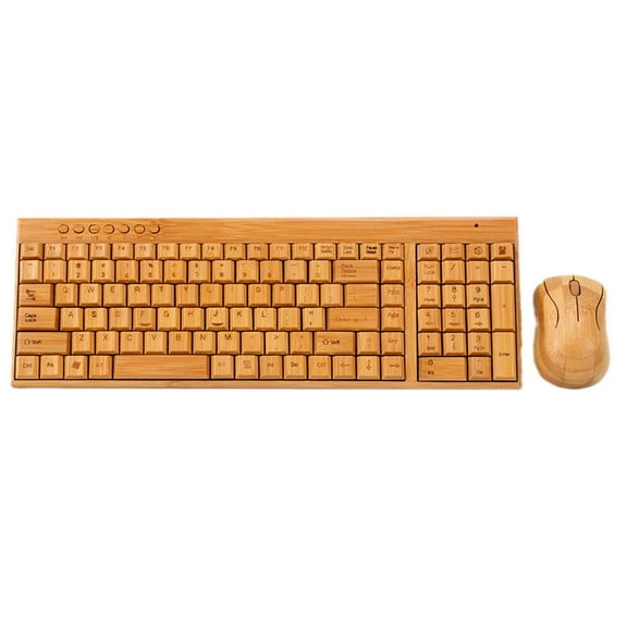 2.4GHz Wireless Keyboard Mouse Plug And Play Bamboo Wood Computer Mouse Keyboard 1200DPI Laptop For Office V2B5