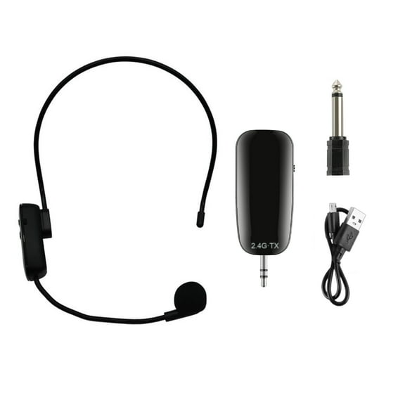 2.4GHz Wireless Microphone Professional Head-Wear Mic Volume Amplifier Microphone Transmitter Receiver Rechargeable Wireless Voice Recording Microphone System 50M Working Range for Speech Teaching