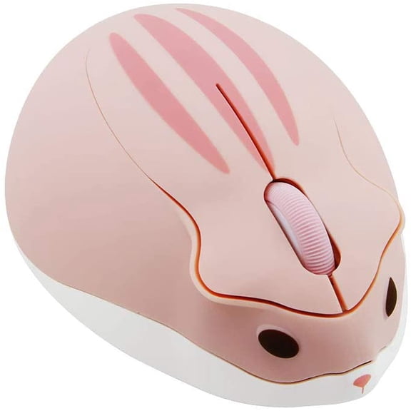 2.4GHz Wireless Mouse Cute Hamster Shape Less Noice Portable Mobile Optical 1200DPI USB Mice Cordless Mouse for PC Laptop Computer Notebook MacBook Gaming Kids Girl Men Women Adults Gift (Pink)