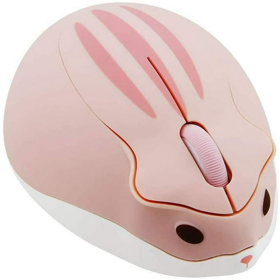 2.4GHz Wireless Mouse Cute Hamster Shape Less Noice Portable Mobile Optical 1200DPI USB Mice Cordless for PC Laptop Computer Notebook MacBook Gaming Kids Girl Men Women Adults Gift (Pink)