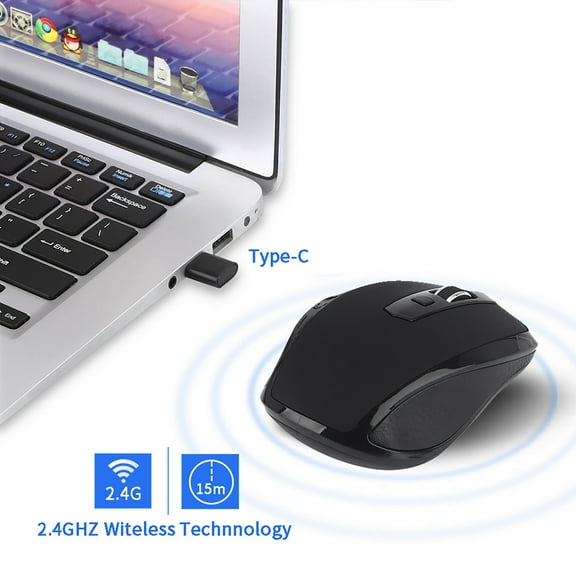 2.4GHz Wireless Mouse, Gaqring Type C USB C Mice for Pro Chromebook, Adjustable DPI 800/1200/1600 Ergonomic Quiet Click Wireless Mouse for Laptop Tablet Phone