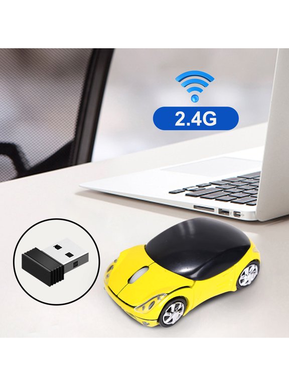 2.4GHz Wireless Optical Mouse - Car-Shaped Design, 1200DPI for PC/Laptop, Plug-and-Play USB Receiver, 3-Button Navigation, Energy Efficient