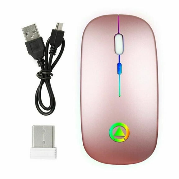 2.4GHz Wireless Optical Mouse USB Rechargeable RGB Cordless Mice for PC Laptop, Rose