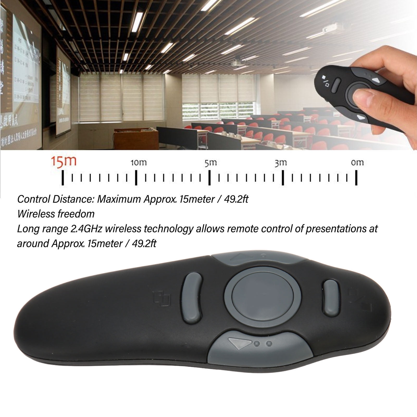 2.4GHz Wireless Presenter, 49.2ft Range, USB Plug Play For PPT Control ...