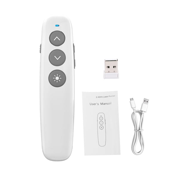 2.4GHz Wireless Presenter Clicker Presentation Clicker 2.4GHz Wireless Page Turner Presenter Plug and Play Rechargeable 30m Range Lightweight for Classroom Conference Rooms