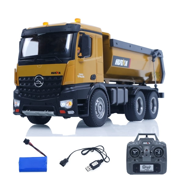2.4Ghz HUINA 1/14 Electric RC Dump Truck 573 Remote Control Tipper Model Vehicle Flowing Water Light Sound Effect Battery